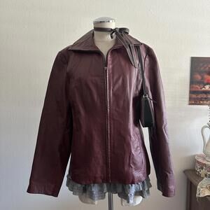 Burgundy genuine leather jacket